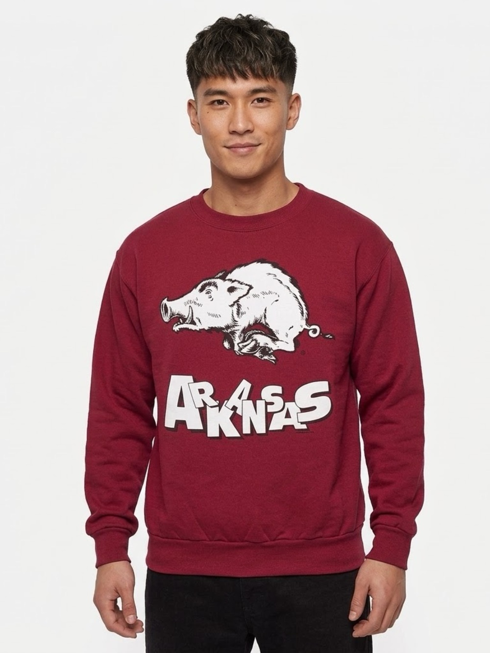 Vintage 90s Arkansas Razorbacks Sweatshirt XL Tultex Red USA Made Crewneck